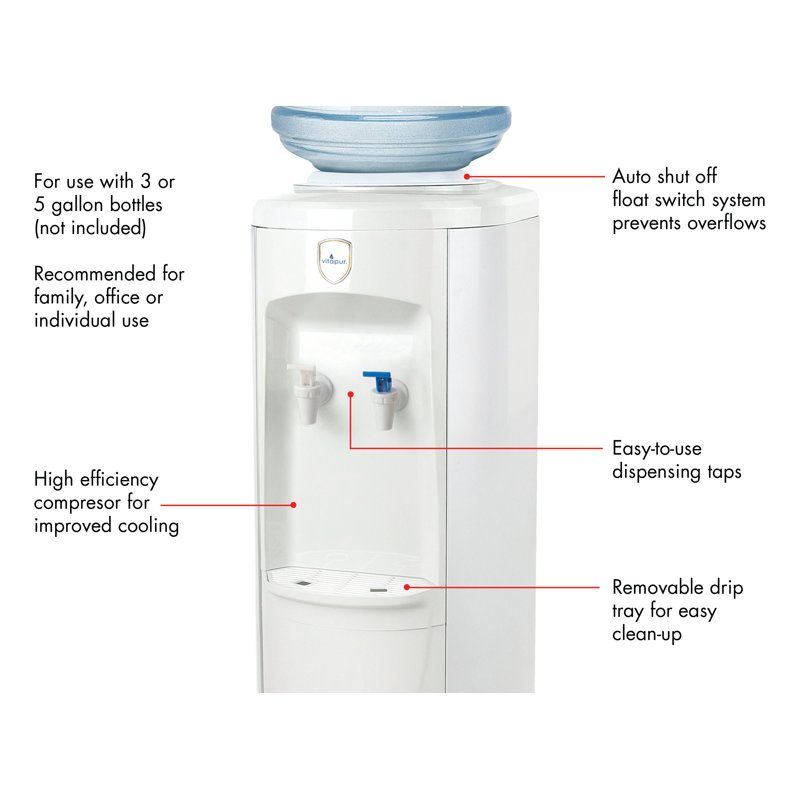 Vitapur White Freestanding Top Loading Electric Water Cooler with Cold
